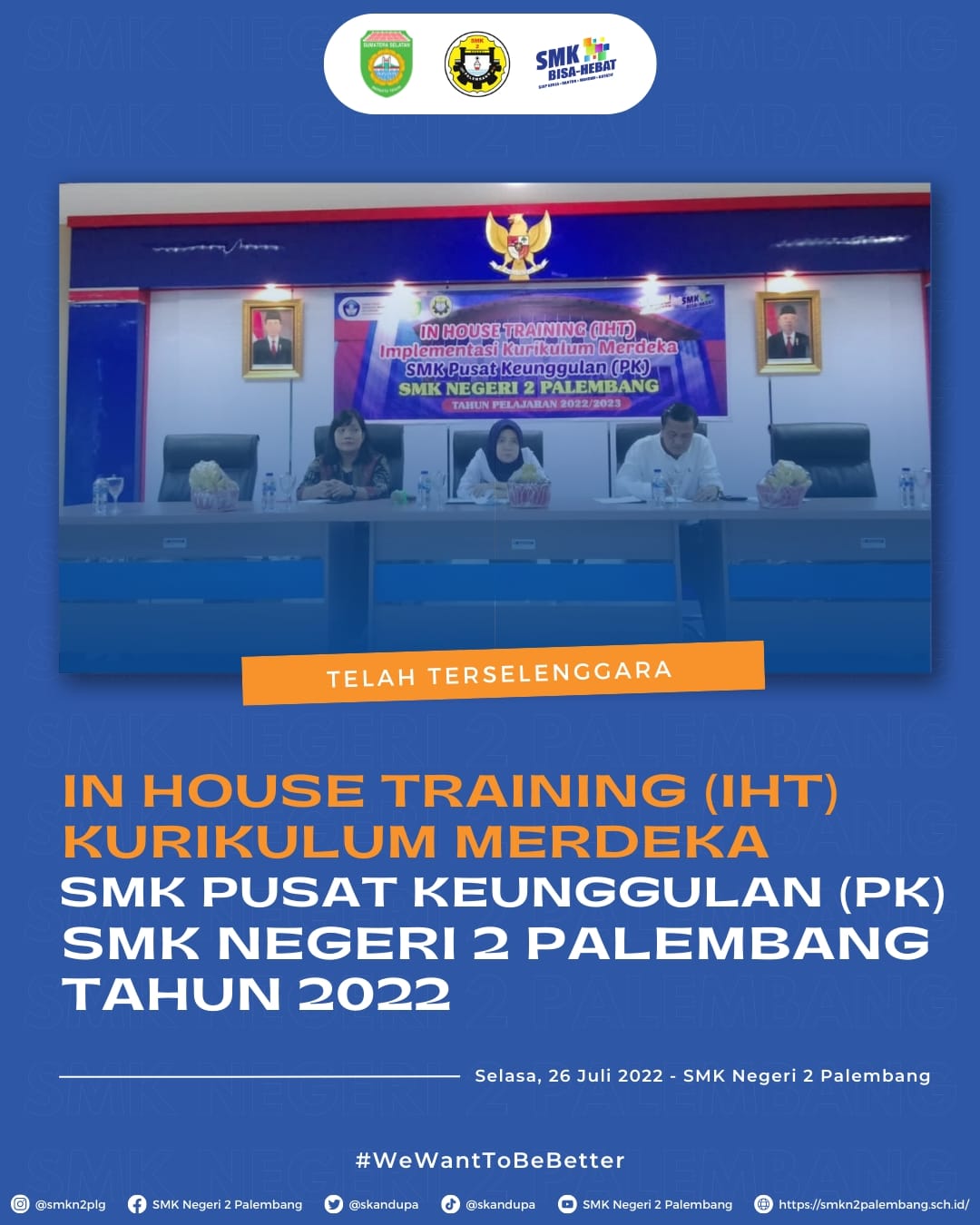 In House Training (IHT) Kurikulum Merdeka SMK Pusat Keunggulan (PK) di SMK Negeri 2 Palembang