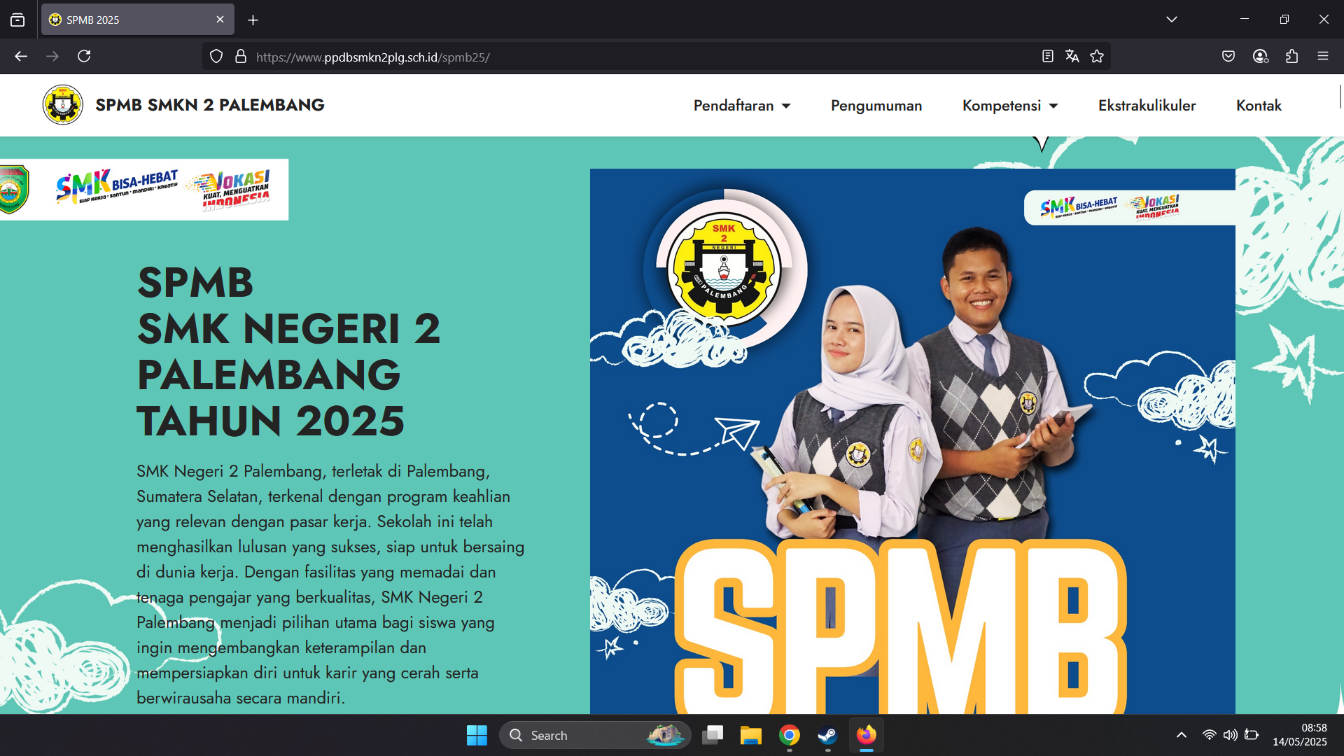 Diberitahukan Untuk Melakukan Pendaftaran Siswa / Siswi Smkn2palembang Sudah bisa di akses di Website SPMB. Diberitahukan Untuk Melakukan Pendaftaran Siswa / Siswi Smkn2palembang Sudah bisa di akses di Website SPMB.