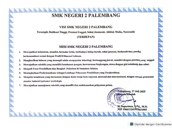 perubahan visi dan misi SMK Negeri 2 Palembang