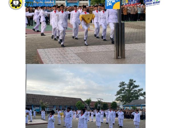 Upacara bendera kemerdekaan Republik Indonesia di SMKN 2 Palembang.