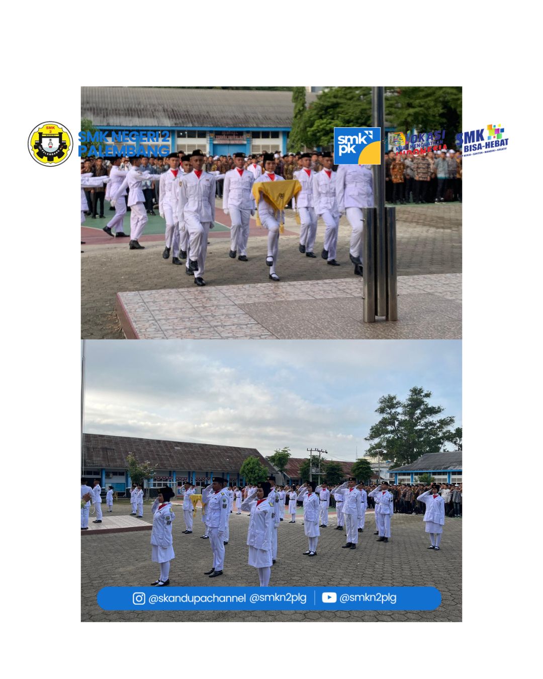 Upacara bendera kemerdekaan Republik Indonesia di SMKN 2 Palembang.
