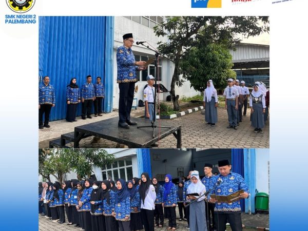 Upacara mempringati hari Kesaktian Pancasila, dan memberi penghargaan kepada Siswa berprestasi SMKN 2 Palembang, Rabu 1 Oktober 2025.