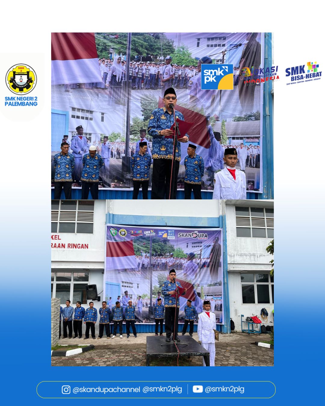 Upacara bendera memperingati hari Sumpah Pemuda ke -97 di SMKN 2 Palembang dan Pemberian Penghargaan kepada Siswa berprestasi, Selasa 28 Oktober 2025.