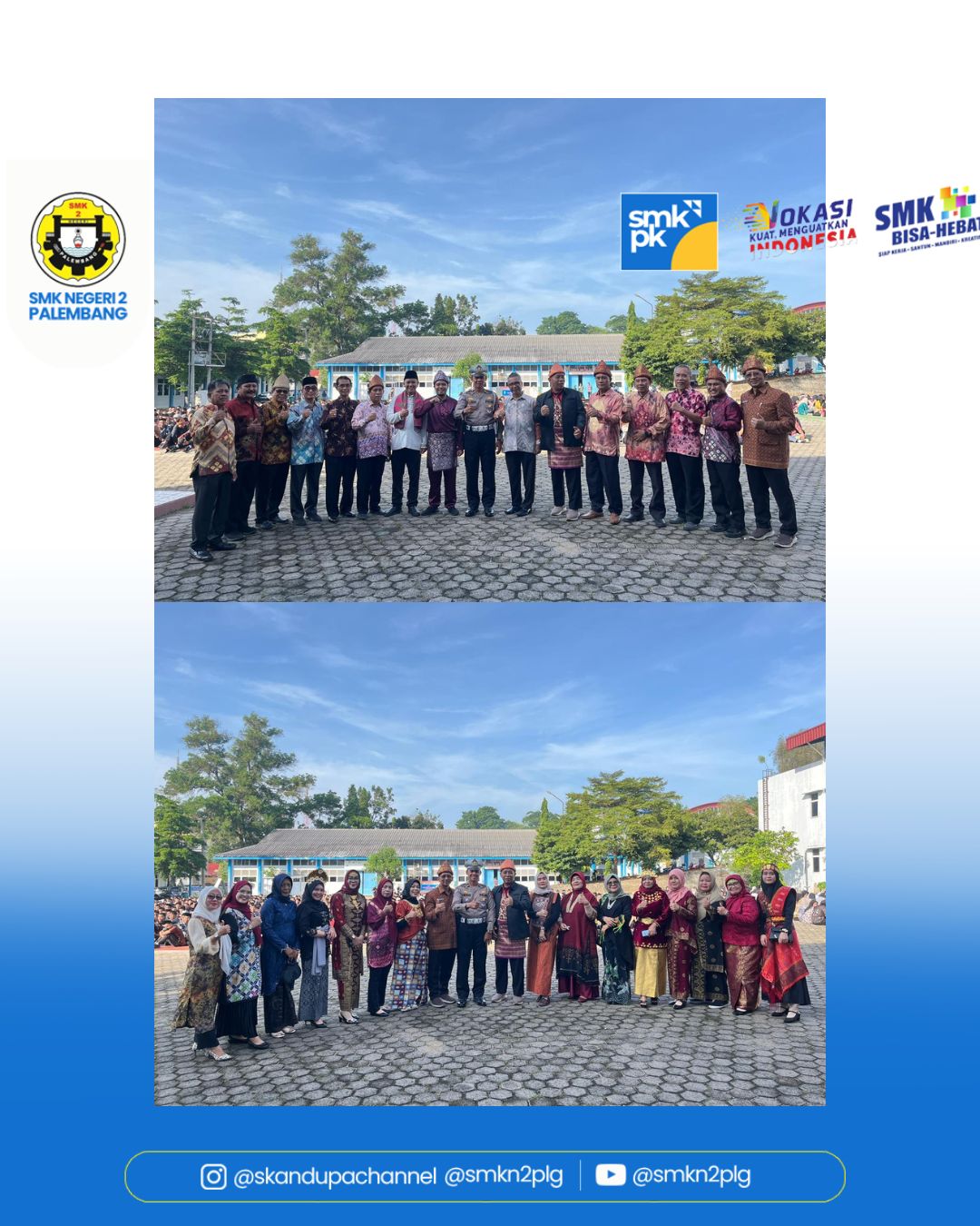Upacara bendera memperingati Hari Pendidikan Nasional (Hardiknas) ke- 67 di SMKN 2 Palembang, Senin 4 Mei 2026.
