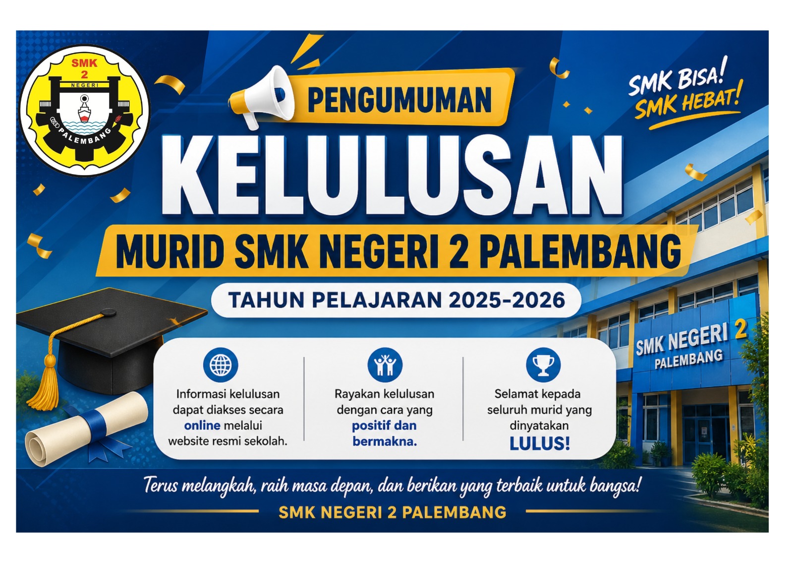 PENGUMUMAN KELULUSAN MURID SMK NEGERI 2 PALEMBANG TAHUN PELAJARAN 2025-2026