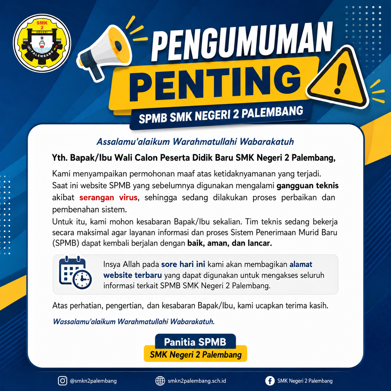 INFORMASI PENTING KELULUSAN SPMB TAHAP 2 JALUR MINAT DAN BAKAT