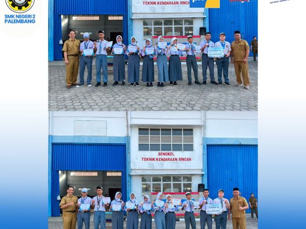 Upacara bendera rutin SMKN 2 Palembang sekaligus memberi penghargaan kepada Murid berprestasi Senin 3 Agustus 2026.
