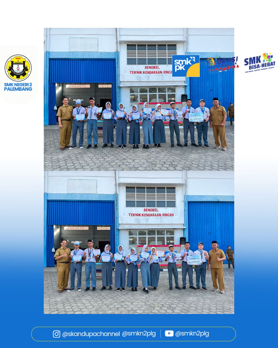 Upacara bendera rutin SMKN 2 Palembang sekaligus memberi penghargaan kepada Murid berprestasi Senin 3 Agustus 2026. Upacara bendera rutin SMKN 2 Palembang sekaligus memberi penghargaan kepada Murid berprestasi Senin 3 Agustus 2026.